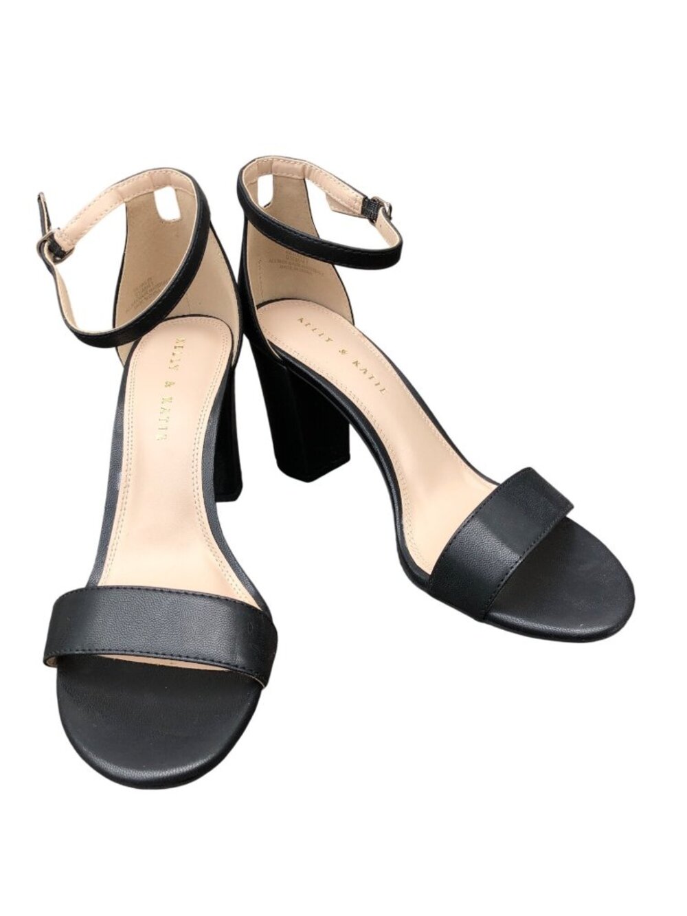 Kelly & Katie Black Strappy Sandal Womens 9.5 M Hailee Block Heel Open Toe Shoes